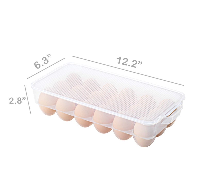 ZHENFAN Clear Plastic Egg Holder for Refrigerator, Stackable Egg Storage Trays With Lid & Handles, Plastic Egg Box Carrier 4 Pack, BPA-Free Egg Storage Container for 18 Eggs - Image 2